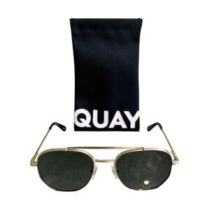 Quay Unisex Locals Only Smoke Polarized Sunglasses Brushed Gold 145 55 20